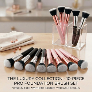 Brocha para Base y Corrector, Mango de Madera, Cerdas de Fibra, Aplicación Perfecta, Brocha Profesional para Maquillaje Líquido y en Crema - Product Image 3
