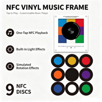 Lecteur de musique NFC personnalisé DIY en vinyle, 9 disques NFC, lumière rotative, aimant de réfrigérateur, cadeau musical personnalisé
