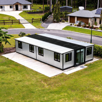 Maison conteneur extensible 20ft 40ft, cabane préfabriquée avec panneaux muraux en bois, métal et plastique pour jardin, camping, gîte, bureau ou espace extérieur