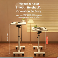 Table de chevet mobile, bureau d'ordinateur pliable réglable en hauteur avec espace de rangement pour chambre à coucher/bureau à domicile, petit appartement, bureau