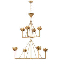 Lampe suspendue en forme de bourgeon de lotus doré rétro américain, salle à manger, métal, Alberto, grand lustre linéaire, luminaire suspendu antique