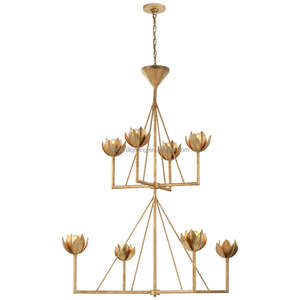 Lámpara Colgante Estilo Retro Americano con Forma de Capullo de Flor de Loto Dorado, Lámpara de Techo Lineal Grande de Metal para Comedor, Lámpara Colgante Antigua Estilo Alberto - Product Image 4