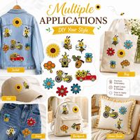 En gros Patch brodé thermocollant et à coudre en fer Kawaii, motifs Abeille mignonne, Tournesol, Guêpe, Nid d'abeille, Pot de miel, Jardin