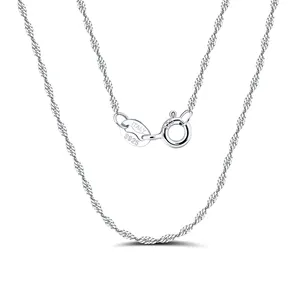 RINNTIN SC02 Fine Jewelry Customized 925 Sterling Silver Chain Necklace Singapore Chain