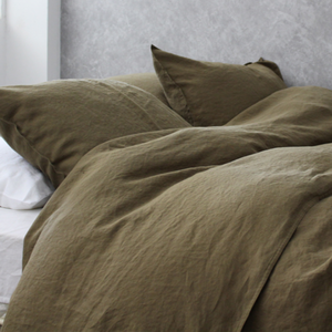 3-Piece Duvet Cover Set 100% di Lino Biancheria da letto Set <span class=keywords><strong>Copripiumino</strong></span>, Morbido e di Facile Manutenzione, stile semplice Set di Biancheria Da Letto Verde - Product Image 1