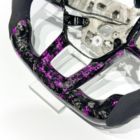 Volant LED violet forgé en fibre de carbone personnalisé, sport, fond plat, pour Mustang 2004-2022, accessoires de voiture modifiés en PU
