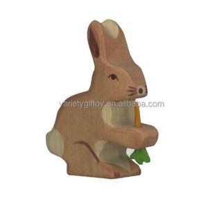 Conejo de madera Natural de Pascua para sala de estar, estante de decoración artesanal para niños pequeños, juguetes educativos para bebés - Product Image 6