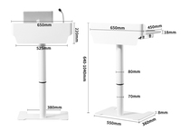 Blanco ergonómico de altura ajustable neumático Rolling Riser Podio móvil para oficina en casa Smart Laptop Desk Cart Stand up Desk