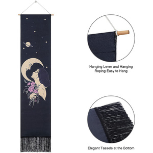 Nueva llegada estrella Luna chica impresión borla larga decoración pared tapiz colgador tela fondo - Product Image 4
