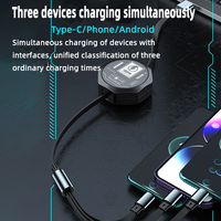 Câble de données télescopique 100W 3 en 1 Câble de données à charge rapide avec une longueur de 1.2m étiré pour téléphone de type C Android