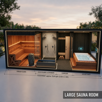 Grande salle de sauna avec système audio Bluetooth intégré, lampe de plafond multicolore, cabine de sauna intérieure pour hôtel, complexe hôtelier, usage commercial