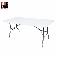 Table rectangulaire pliable de 6 pieds pour usage industriel, extérieur, parc, cour, hôtel, surface en polyéthylène, résine, super résistante