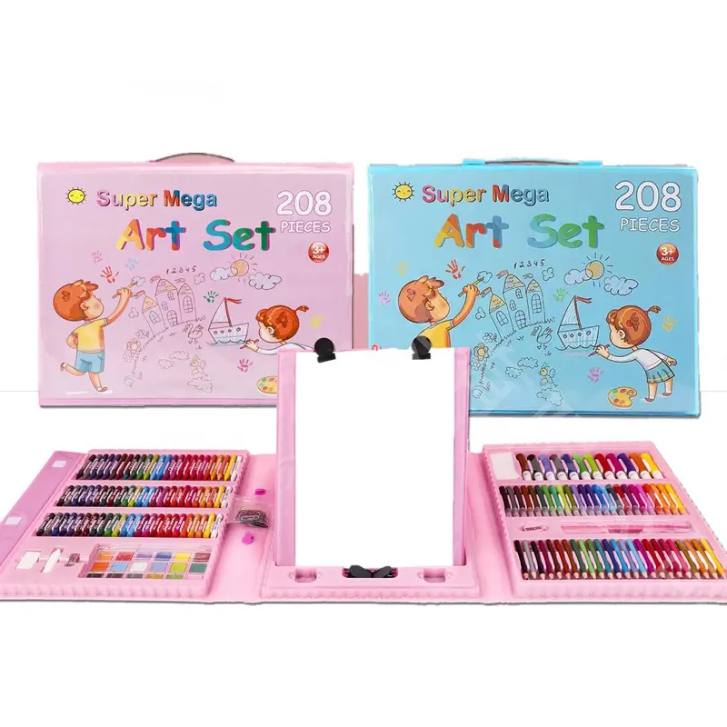 Hot sell 208pcs stationary set for kids student painting coloring drawing arts crafts super mega set art de 208pz art set