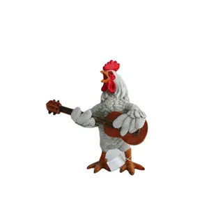 ED11385B Wholesales Handcraft Resin Animal Chicken Statues Garden Decoration Rooster Figurine Desktop Decor