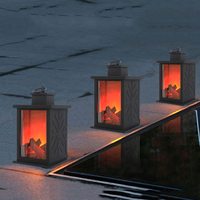 Lanterne de cheminée sans flamme Lanterne de cheminée à piles avec fausse flamme LED Lampe de cheminée intérieure extérieure