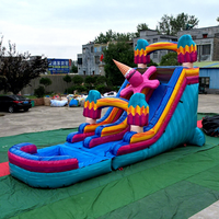 Toboggans aquatiques gonflables pour adultes, château gonflable commercial avec piscine amovible à louer