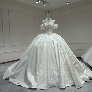 Vestido de Novia de Satén Brillante sin Tirantes Xx76, Vestidos de Novia con Cuentas al por Mayor de Fábrica, Vestido Novia Jancember - Product Image 1
