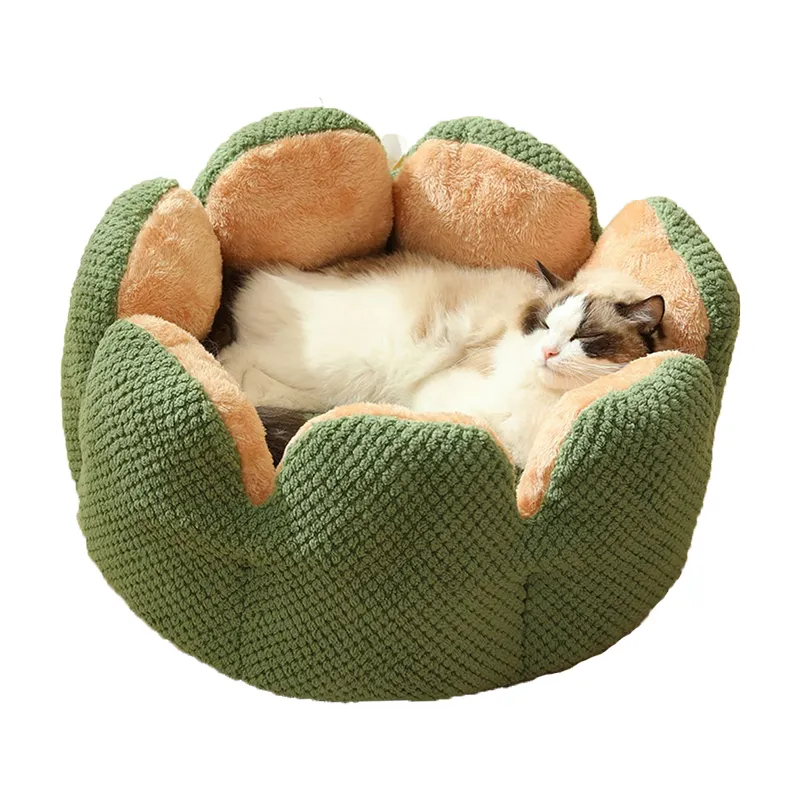 Großhandel Kaktus-Blütenblatt Polyester entzückendes Cartoon-Sofa Reisen Aufwärmen Haus waschbares Haustier Hund Katze-Bett