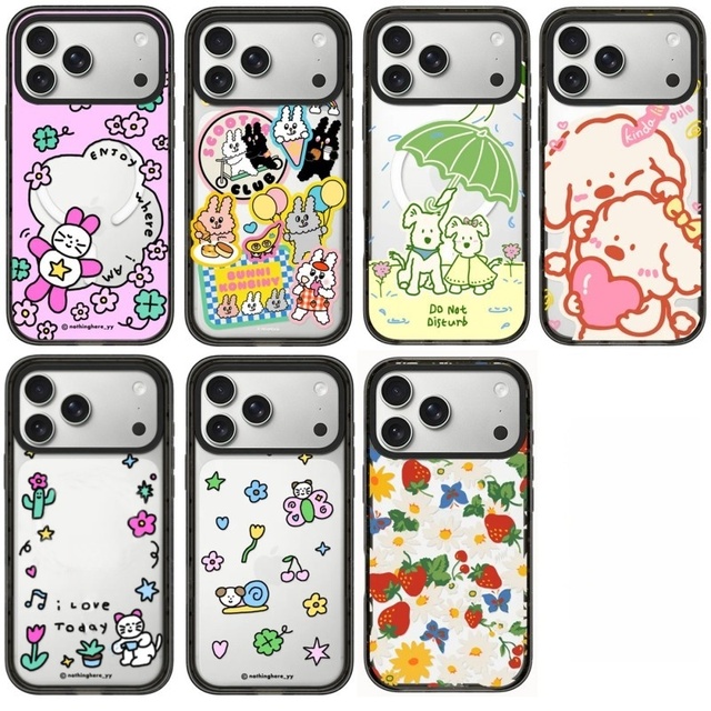 Cute cat flower print transparent puppy dog mobile phone case clear cover for iPhone 12 13 14 15 16 17 pro max OEM factory