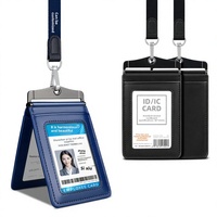 Porte-badge professionnel personnalisé CARDSILK en cuir PU haut de gamme avec cordon pour badge nominatif d'employé – Idéal pour les contrôles de sécurité et les organisations