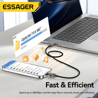 ESSAGER ES-X88 Cable de Carga Rápida USB Tipo C a Tipo C con Pantalla Digital 2 en 1, Trenzado, 5A PD 100W, para Laptop, Teléfono, iPhone