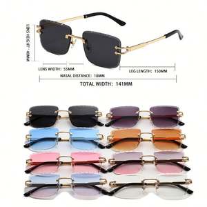 Gafas de Sol Personalizadas con Logotipo 2025, Lentes con Bordes Cortados para Hombre y Mujer, Protección UV400, Montura Cuadrada sin Aro, Gafas de Sol de Lujo - Product Image 6