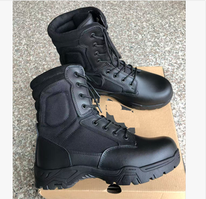 Bottes longues en cuir de vachette TSB4, noires, avec surpiqûres sur toute la surface, robustes et résistantes, pour hommes. - Product Image 3