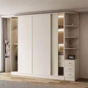 Armoire de chambre principale en bois de style minimaliste contemporain, série blanche de luxe léger, dressing - Product Image 5