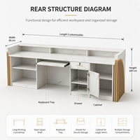 Comptoir de réception moderne et écologique sur mesure en bois brillant avec décor en arc pour hall d'hôtel, entreprise, clinique de beauté