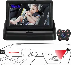 HD arka bakan bebek kamerası araba 5 inç lcd monitör arka bakan bebek araba koltuğu geniş görüş açısı ile kamera IR gece görüş