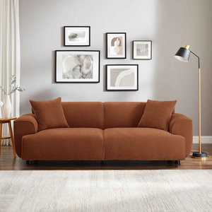 Sofá Cama Futón Moderno de Lujo, Diseño Plegable de 3 Plazas con Tapicería de Terciopelo y Cuero, Estructura de Madera para Sala de Estar - Product Image 2