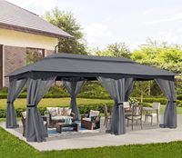 Abri de jardin extérieur robuste 10x20 avec double toit, moustiquaire et écran pour terrasse et jardin