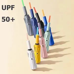 3 배 제조업체 도매 맞춤형 로고 인쇄 자동 맞춤형 크리에이티브 패션 3 접는 우산