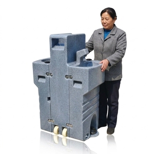 Station de lavage des mains portable en PEHD économique, à commande au pied, lavabo <span class=keywords><strong>mobile</strong></span> en plastique autonome pour extérieur public - Product Image 3