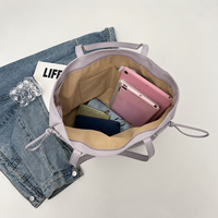 Sac fourre-tout en nylon pour femme, léger, avec cordon de serrage, sac à bandoulière, détail froncé, grande capacité, sac de shopping décontracté, logo personnalisé