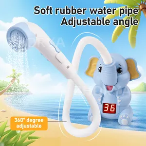 Zhorya Baby-Bade-Spielzeug Elefanten elektrischer Duschkopf Badewanne-Wasser-Sprüher mit Wasserthermometer für Neugeborene