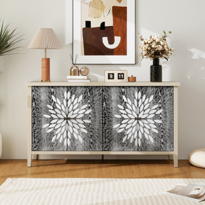 Modern Sideboard Buffet Cabinet 4 Doors Adjustable <b>Shelves</b> Storage Living Room Furniture - Product Image 2