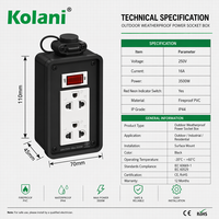 Enchufe de Superficie Industrial Kolani IP44 Resistente a la Intemperie con Interruptor, Toma de Corriente Universal de 3 Pines, PVC Ignífugo para Exteriores y Talleres