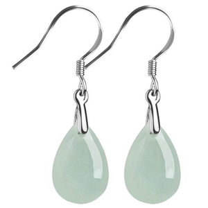 Pendientes de gota de jadeíta natural de grado A con incrustaciones de plata S925 de alta gama, piedra de jade tipo hielo, pendientes colgantes modernos para mujer - Product Image 5