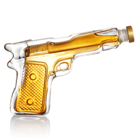 Bouteilles en Verre en Forme de Pistolet 200 ml, Bouteille en Verre Unique Vide en Forme de Pistolet pour Tequila, Brandy, Alcool, Vodka, Whisky, Idéale pour Emballage de Liqueur ou Cadeau