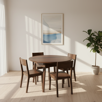 Ensemble de table à manger en chêne traditionnel (4 chaises) finition noyer foncé, durable, écologique, multifonctionnel, gain de place, pour la maison et l'hôtel