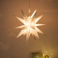 Décoration de Noël Étoile de Morovie pour le sommet de l'arbre, Pendentif de Bethléem, Lanterne en papier PVC, Lumière blanche, Décoration intérieure à piles, IP44