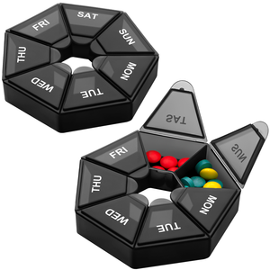 Boîte à pilules ronde en plastique, prix d'usine de gros, organisateur de médicaments AM/PM avec diverses spécifications pour le stockage hebdomadaire - Product Image 5