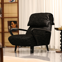 Fauteuil de détente en bois massif avec revêtement en tissu, fauteuil lounge moderne pour salon, mobilier d'hôtel