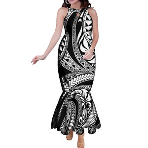 Nuevo estilo sin mangas fuera del hombro vestido de cola de pez personalizado <span class=keywords><strong>Fiji</strong></span> Samoa estampado naranja gota de <span class=keywords><strong>agua</strong></span> diseño vestido largo elegante vestido de mujer - Product Image 4