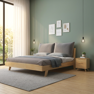 เตียงติดผนังไม้แอชแท้สไตล์โมเดิร์นกลางศตวรรษ เฟอร์นิเจอร์ห้องนอน - Product Image 4