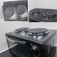 Four à convection 63L, friteuse à air chaud, four grille-pain, four à pizza électrique rotatif, 2 plaques chauffantes, pour camping-car et usage domestique, support français