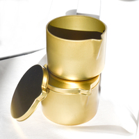 Mini 2oz 1oz forme ronde bougie noire conteneur en étain boîte en métal sans couture peut avec bec verseur pour Massage