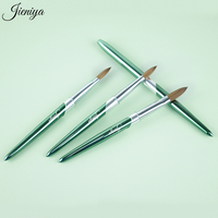 Fournisseur d'articles pour ongles 2027, pinceaux à ongles en poils de Kolinsky, manche en métal vert, pinceaux acryliques pour nail art Kolinsky