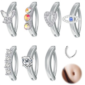 Anillos de Ombligo Modernos de Acero Inoxidable con Diamantes de Imitación, Ojo del Diablo, Corazón y Mariposa, Joyería para Piercing Corporal - Product Image 3